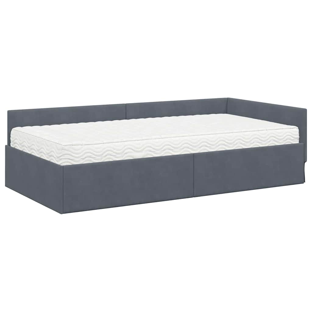 Hoekbedframe met Matras Anders 2 pcs Grijs Fluweel is nu te koop bij PeponiXL, paradijselijk wonen!
