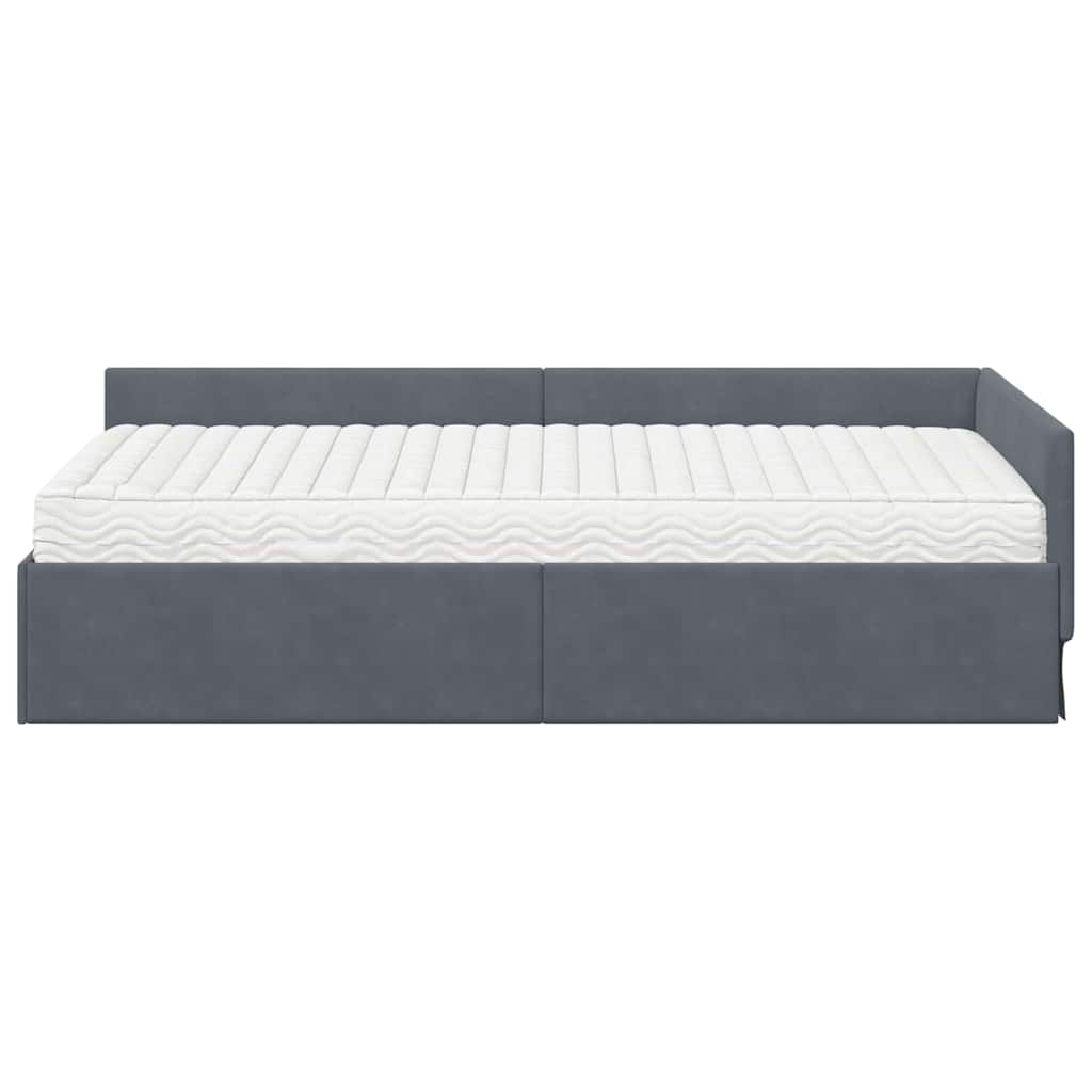Hoekbedframe met Matras Anders 2 pcs Grijs Fluweel is nu te koop bij PeponiXL, paradijselijk wonen!