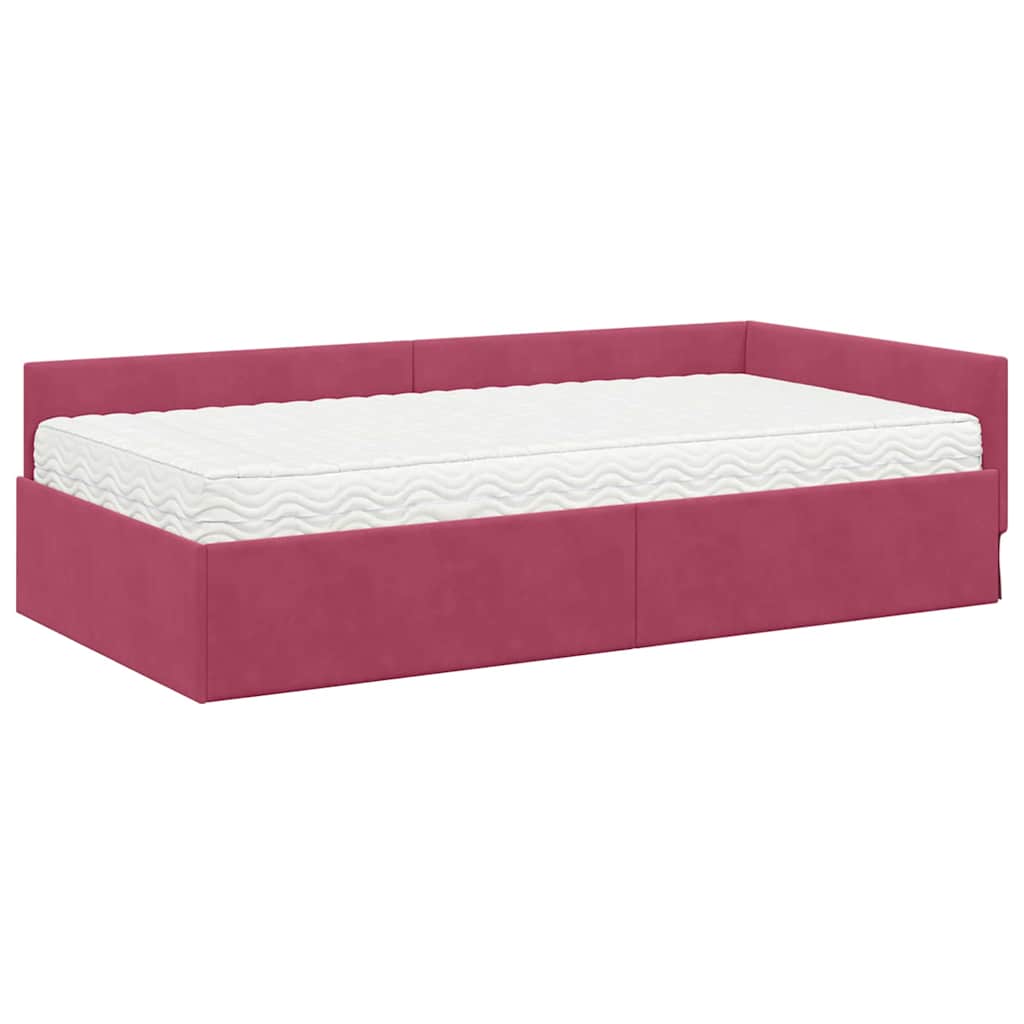 Hoekbedframe met Matras Anders 2 pcs Groen Fluweel is nu te koop bij PeponiXL, paradijselijk wonen!