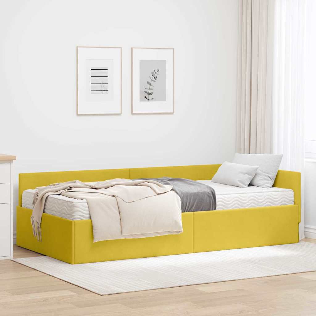 Hoekbedframe met Matras Anders 2 pcs Groen Fluweel is nu te koop bij PeponiXL, paradijselijk wonen!