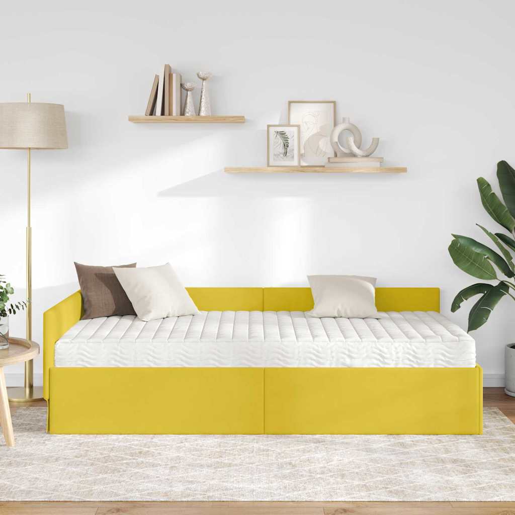 Hoekbedframe met Matras Anders 2 pcs Groen Fluweel is nu te koop bij PeponiXL, paradijselijk wonen!