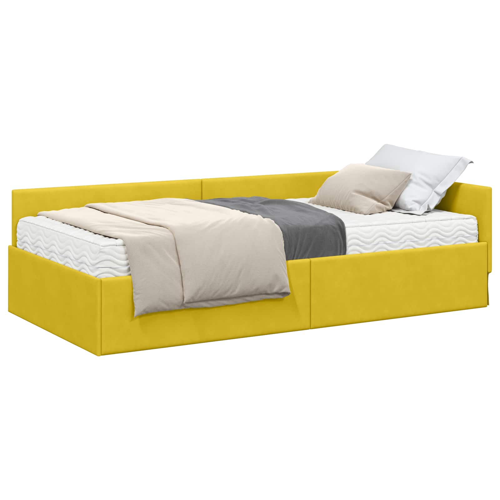 Hoekbedframe met Matras Anders 2 pcs Groen Fluweel is nu te koop bij PeponiXL, paradijselijk wonen!
