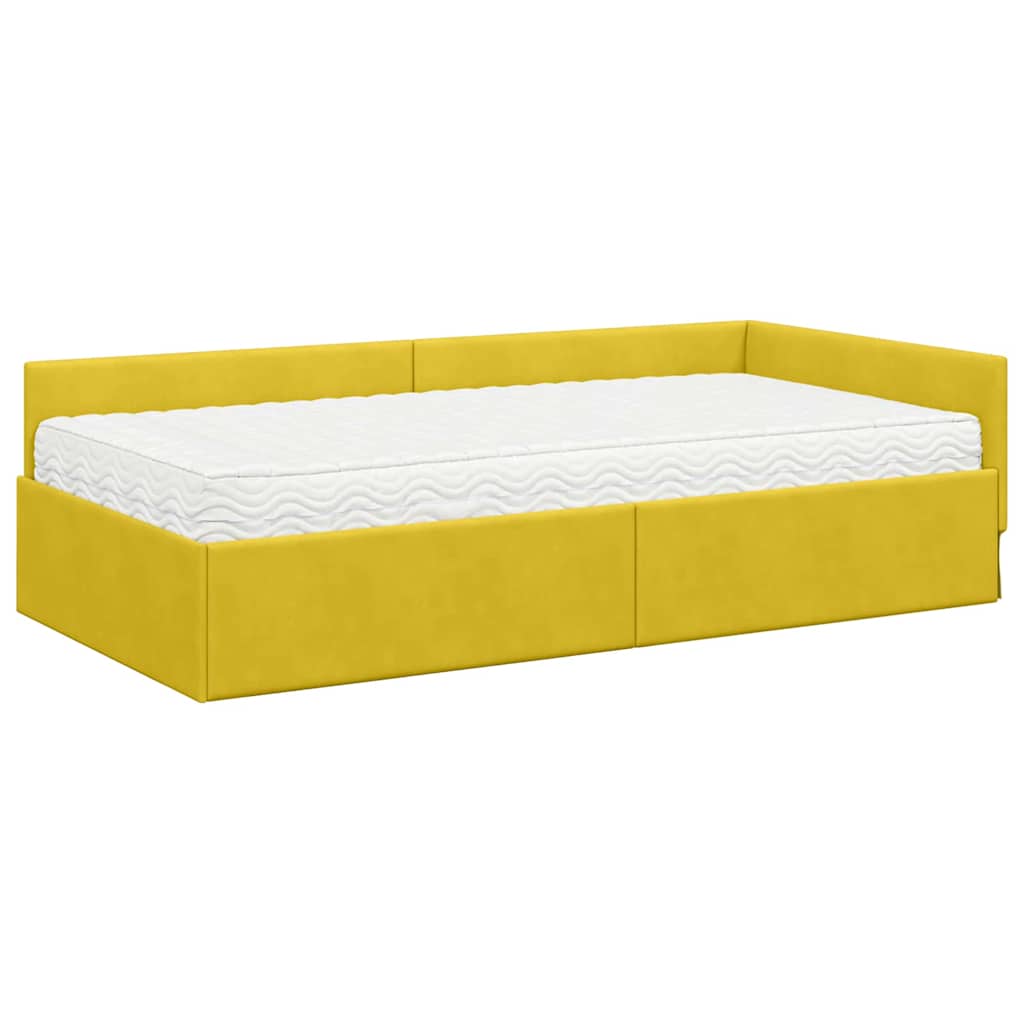 Hoekbedframe met Matras Anders 2 pcs Groen Fluweel is nu te koop bij PeponiXL, paradijselijk wonen!