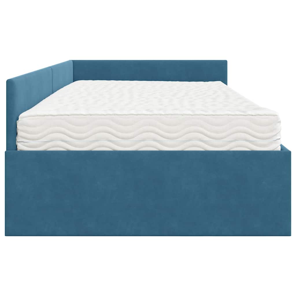 Hoekbedframe met Matras Anders 2 pcs Blauw Fluweel is nu te koop bij PeponiXL, paradijselijk wonen!