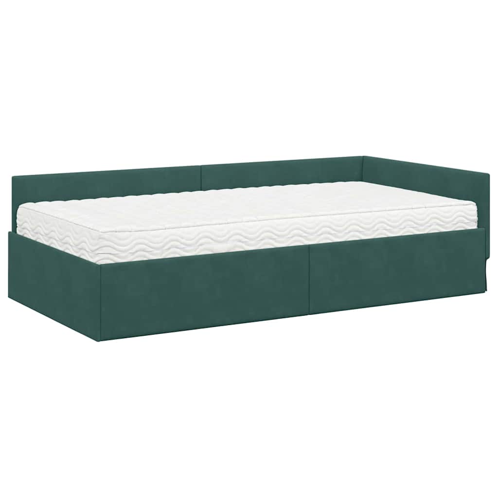 Hoekbedframe met Matras Anders 2 pcs Groen Fluweel is nu te koop bij PeponiXL, paradijselijk wonen!