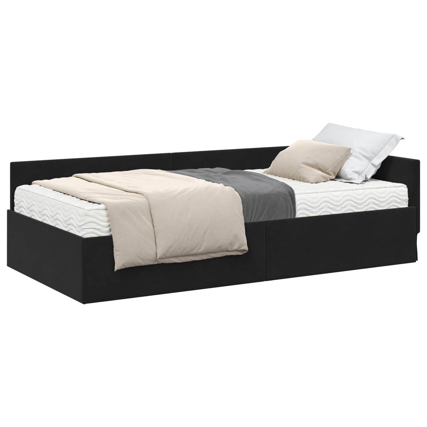 Hoekbedframe met Matras Anders 2 pcs Zwart Fluweel is nu te koop bij PeponiXL, paradijselijk wonen!