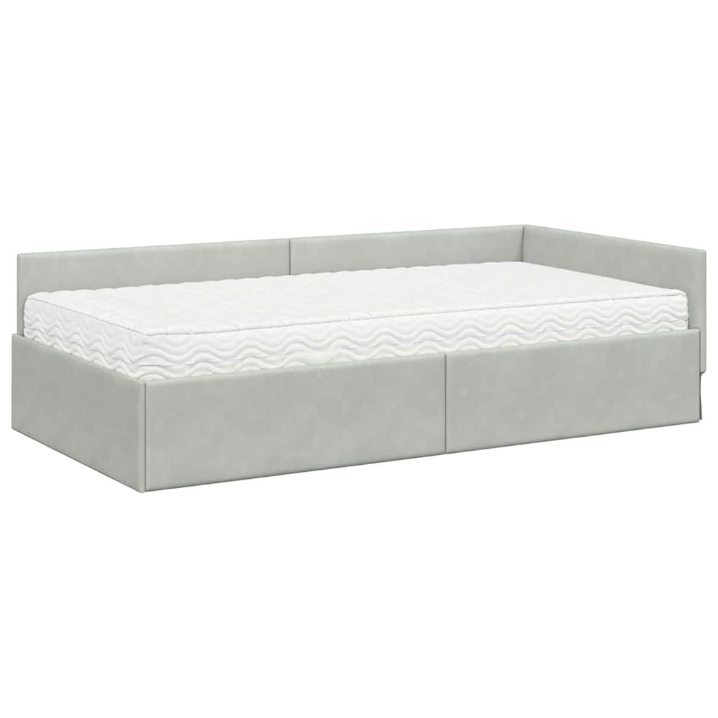 Hoekbedframe met Matras Anders 2 pcs Lichtgrijs Fluweel is nu te koop bij PeponiXL, paradijselijk wonen!