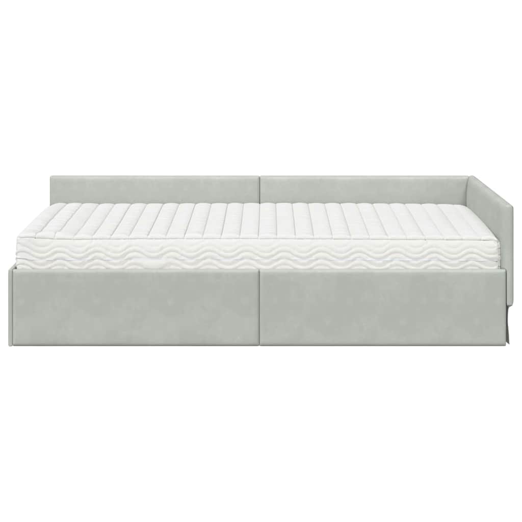 Hoekbedframe met Matras Anders 2 pcs Lichtgrijs Fluweel is nu te koop bij PeponiXL, paradijselijk wonen!