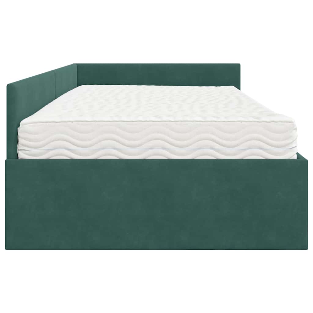 Hoekbedframe met Matras Anders 2 pcs Groen Fluweel is nu te koop bij PeponiXL, paradijselijk wonen!