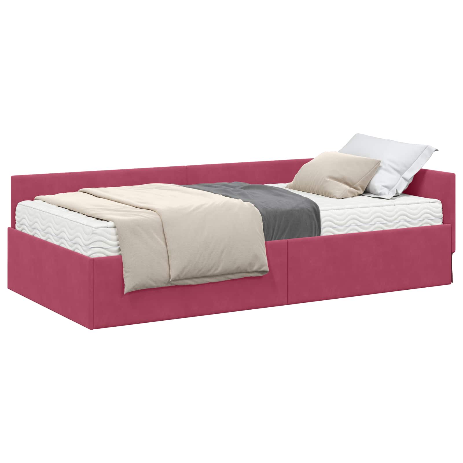 Hoekbedframe met Matras Anders 2 pcs Groen Fluweel is nu te koop bij PeponiXL, paradijselijk wonen!