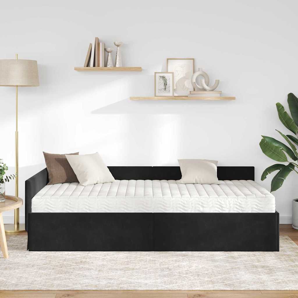 Hoekbedframe met Matras Anders 2 pcs Zwart Fluweel is nu te koop bij PeponiXL, paradijselijk wonen!