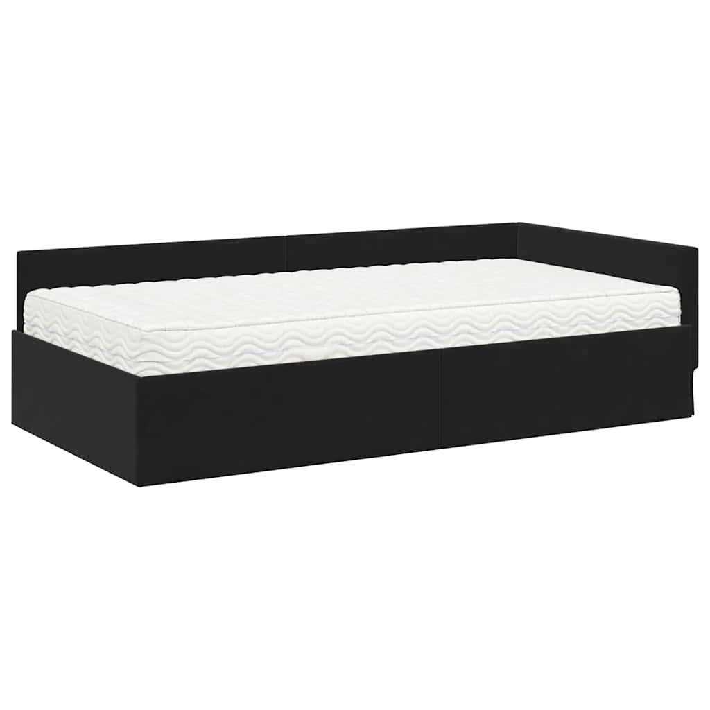 Hoekbedframe met Matras Anders 2 pcs Zwart Fluweel is nu te koop bij PeponiXL, paradijselijk wonen!