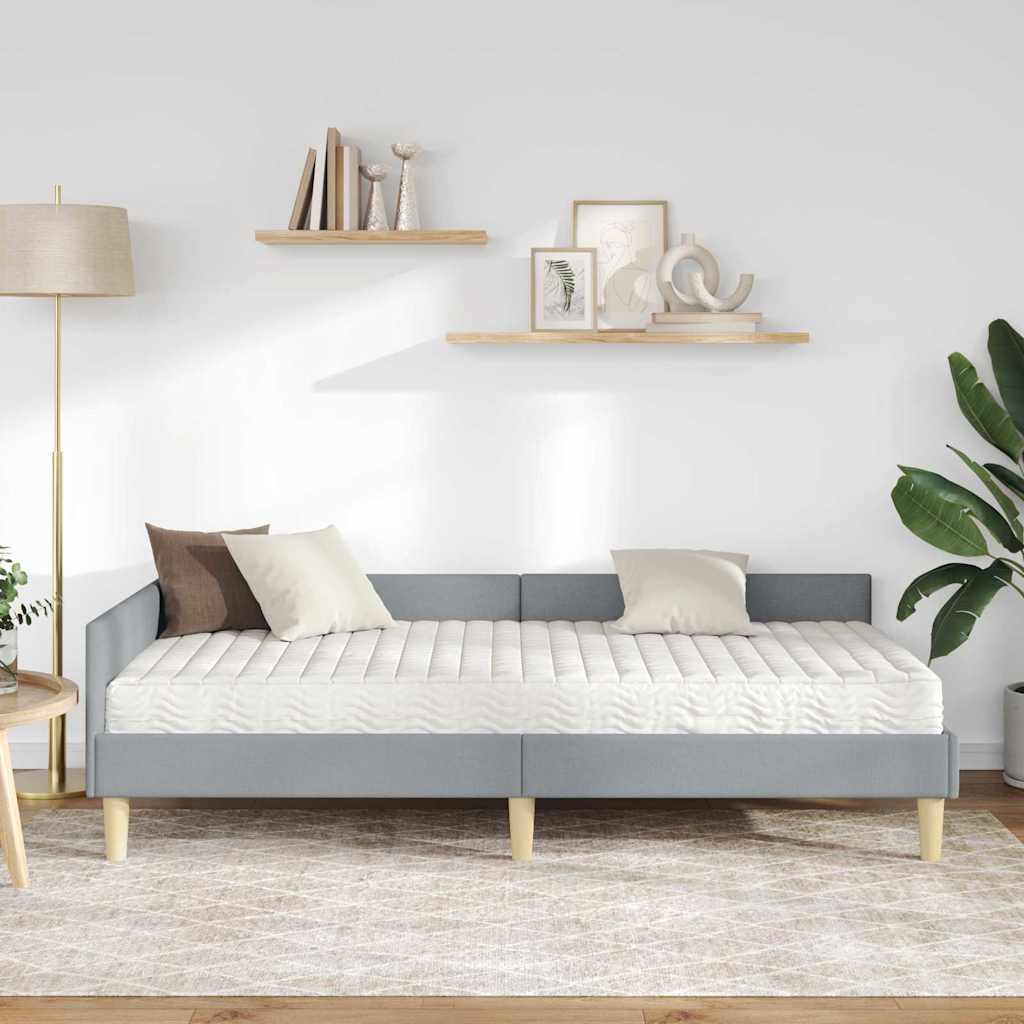 Hoekbedframe met Matras met matras 2 pcs Lichtgrijs Stof is nu te koop bij PeponiXL, paradijselijk wonen!