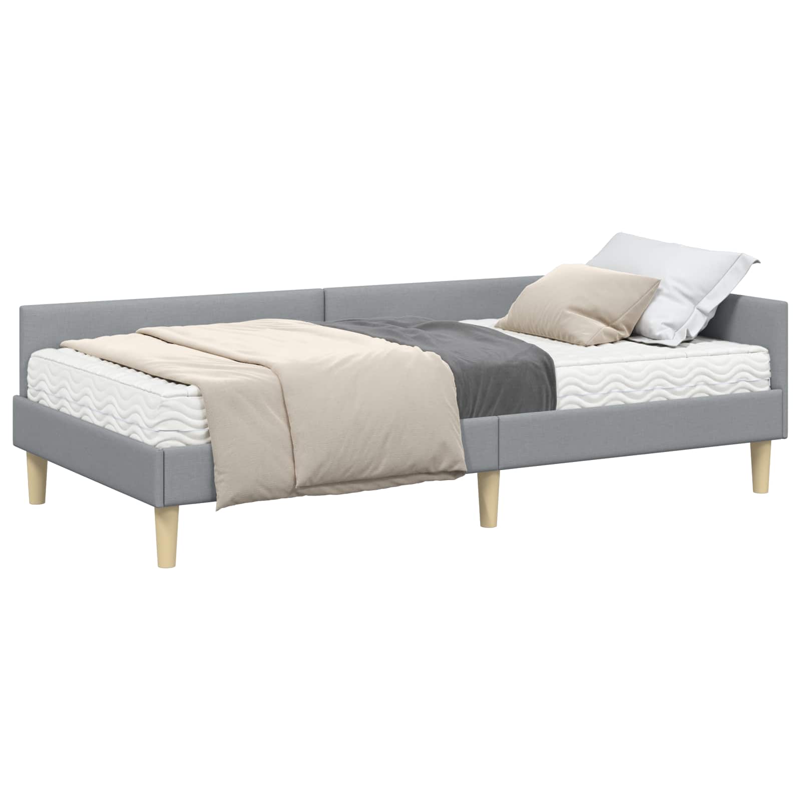 Hoekbedframe met Matras met matras 2 pcs Lichtgrijs Stof is nu te koop bij PeponiXL, paradijselijk wonen!