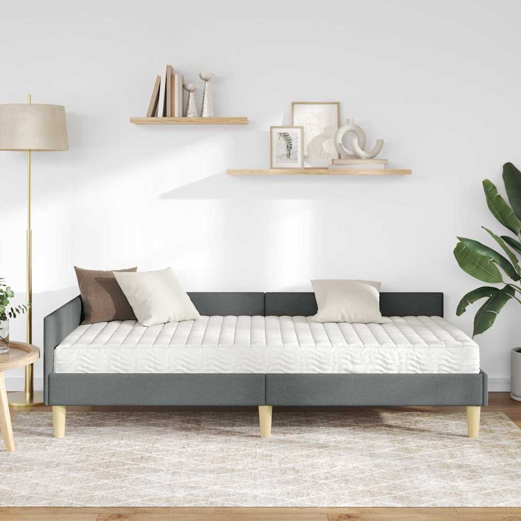 Hoekbedframe met Matras met matras 2 pcs Grijs Stof is nu te koop bij PeponiXL, paradijselijk wonen!