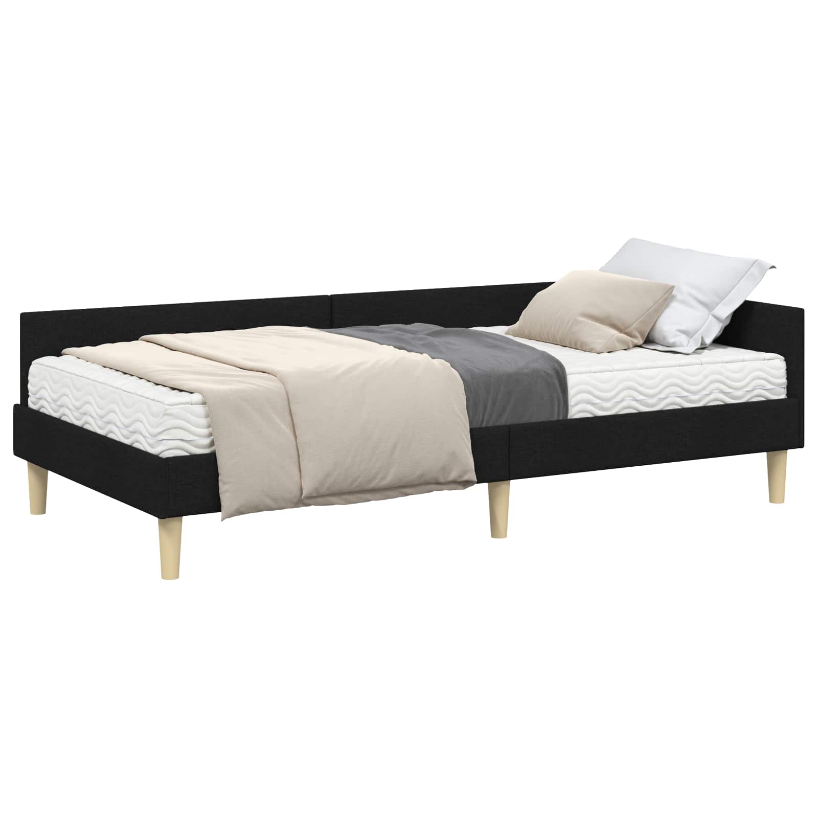 Hoekbedframe met Matras met matras 2 pcs Groen Stof is nu te koop bij PeponiXL, paradijselijk wonen!