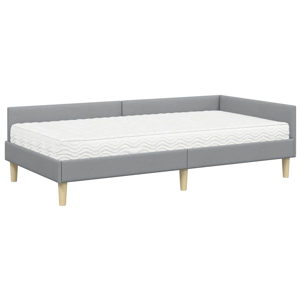 Hoekbedframe met Matras met matras 2 pcs Lichtgrijs Stof is nu te koop bij PeponiXL, paradijselijk wonen!