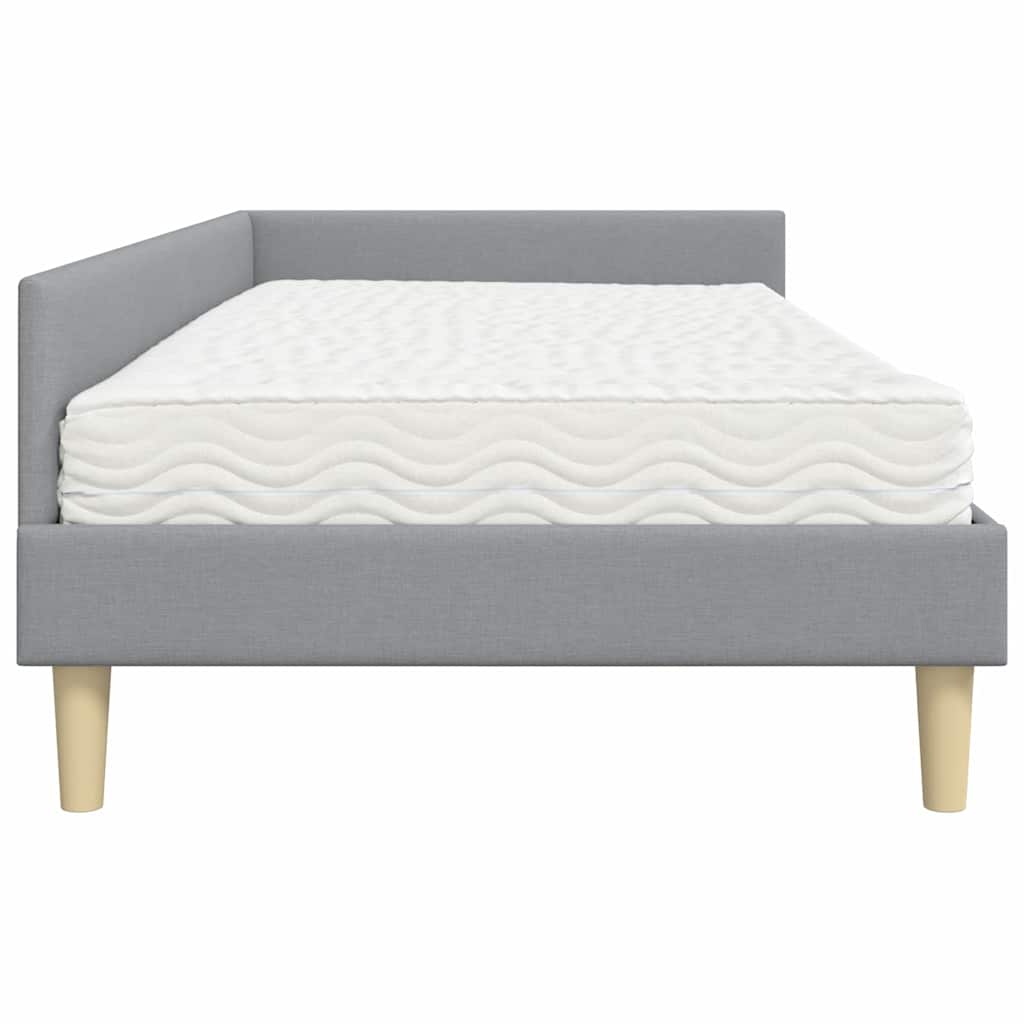 Hoekbedframe met Matras met matras 2 pcs Lichtgrijs Stof is nu te koop bij PeponiXL, paradijselijk wonen!