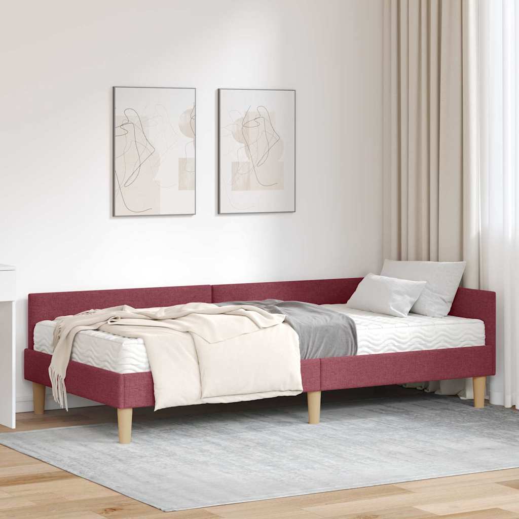 Hoekbedframe met Matras met matras 2 pcs Grijs Stof is nu te koop bij PeponiXL, paradijselijk wonen!