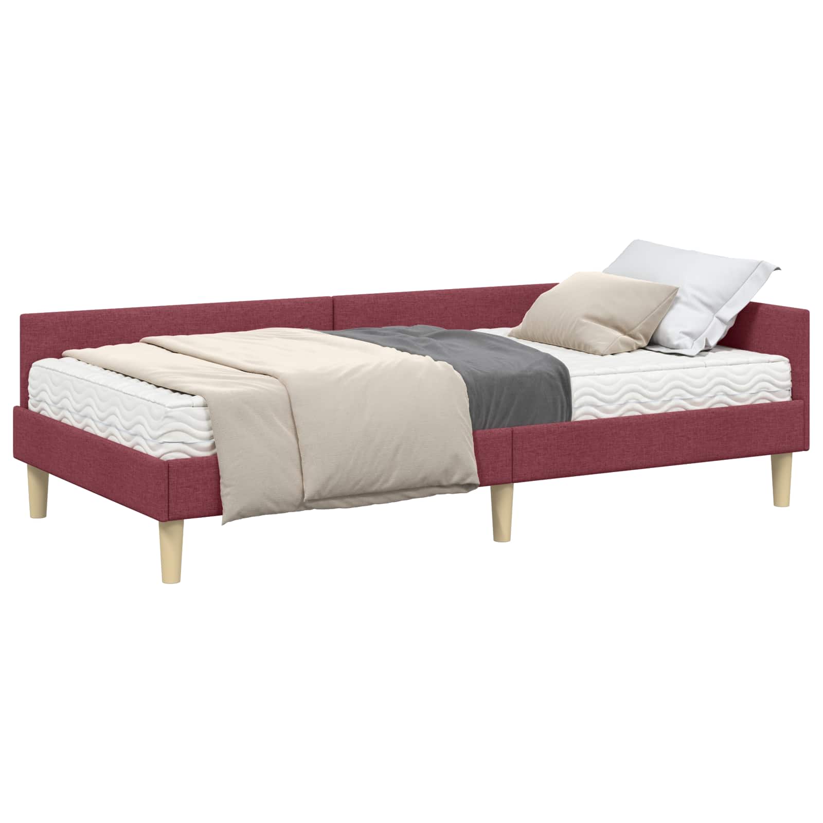 Hoekbedframe met Matras met matras 2 pcs Grijs Stof is nu te koop bij PeponiXL, paradijselijk wonen!