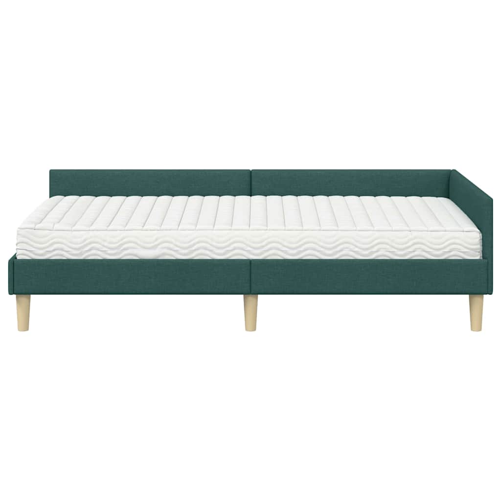 Hoekbedframe met Matras met matras 2 pcs Groen Stof is nu te koop bij PeponiXL, paradijselijk wonen!