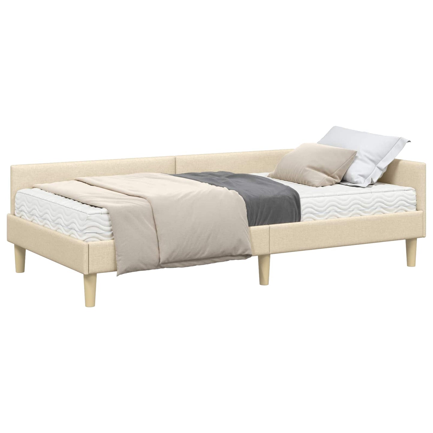Hoekbedframe met Matras met matras 2 pcs Crème Stof is nu te koop bij PeponiXL, paradijselijk wonen!