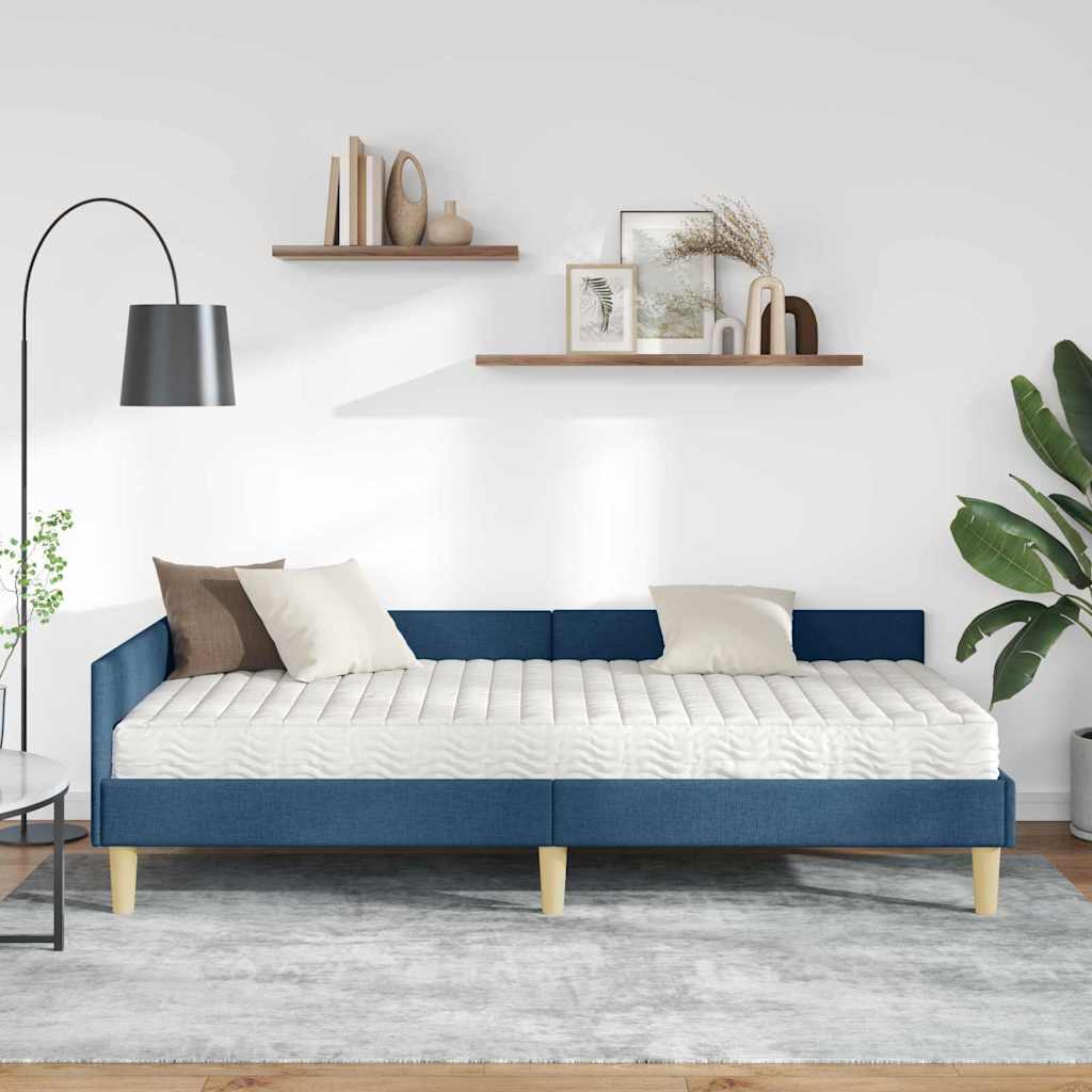 Hoekbedframe met Matras met matras 2 pcs Blauw Stof is nu te koop bij PeponiXL, paradijselijk wonen!