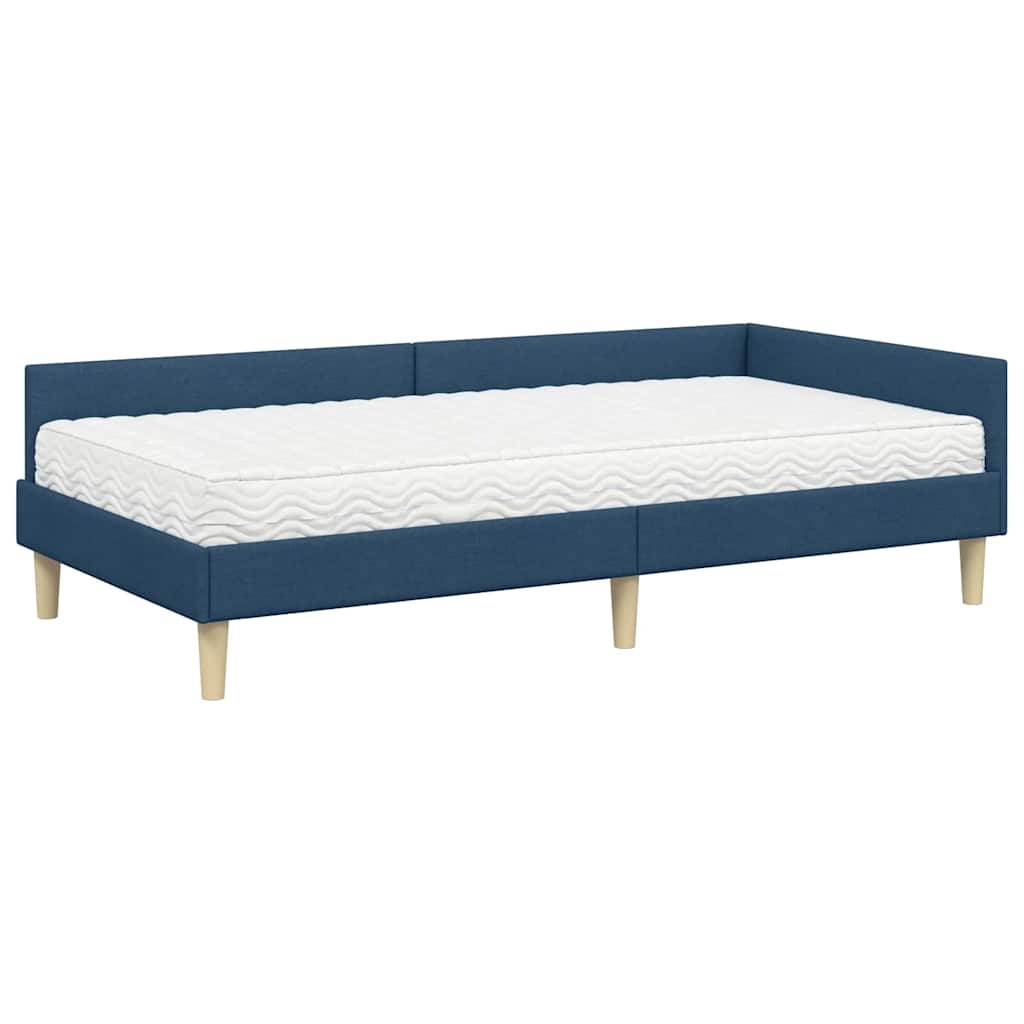 Hoekbedframe met Matras met matras 2 pcs Blauw Stof is nu te koop bij PeponiXL, paradijselijk wonen!