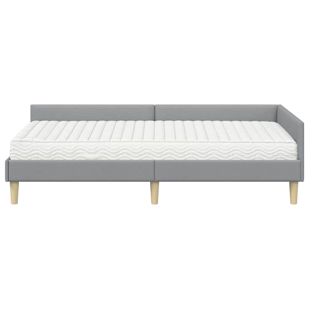 Hoekbedframe met Matras met matras 2 pcs Lichtgrijs Stof is nu te koop bij PeponiXL, paradijselijk wonen!