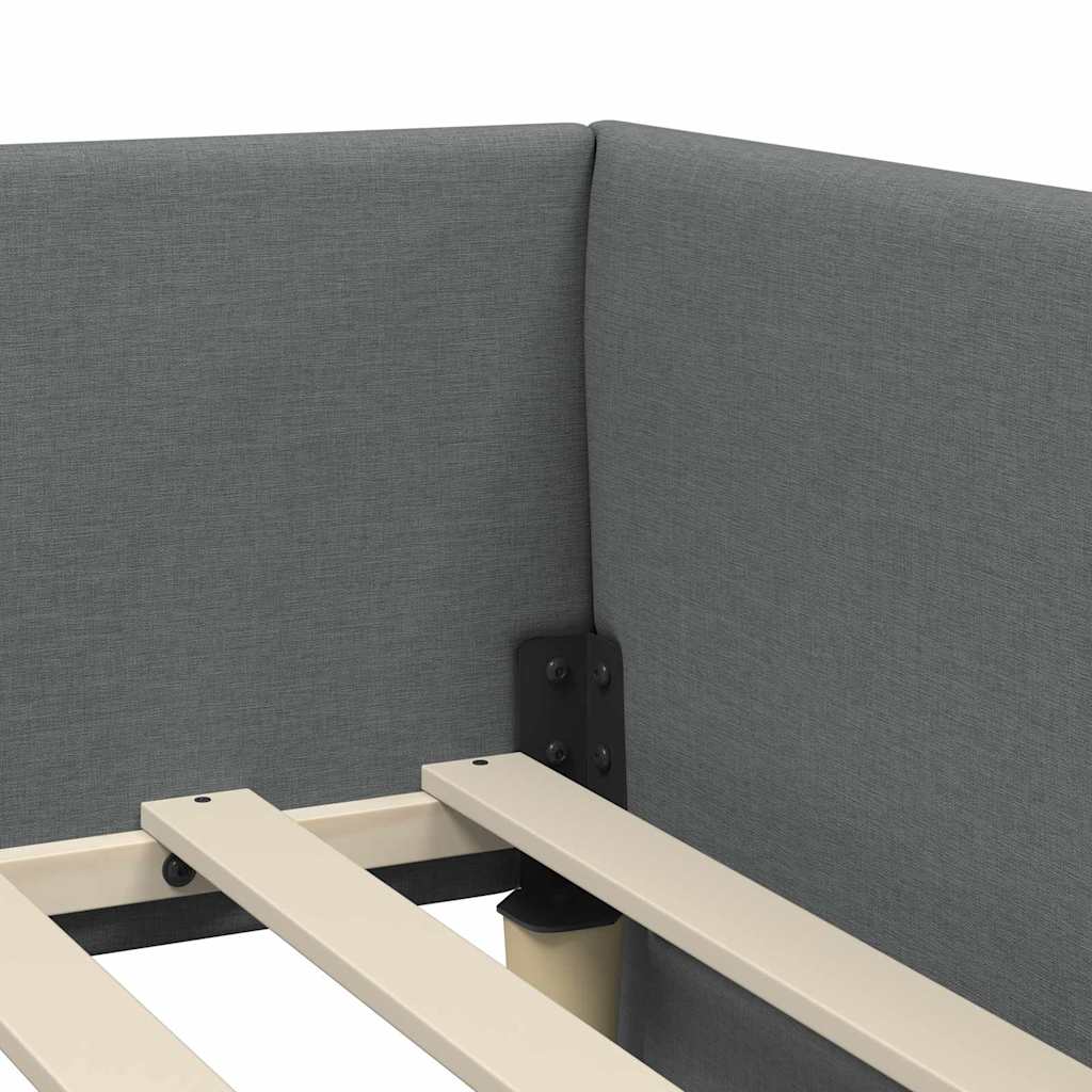 Hoekbedframe met Matras met matras 2 pcs Grijs Stof is nu te koop bij PeponiXL, paradijselijk wonen!