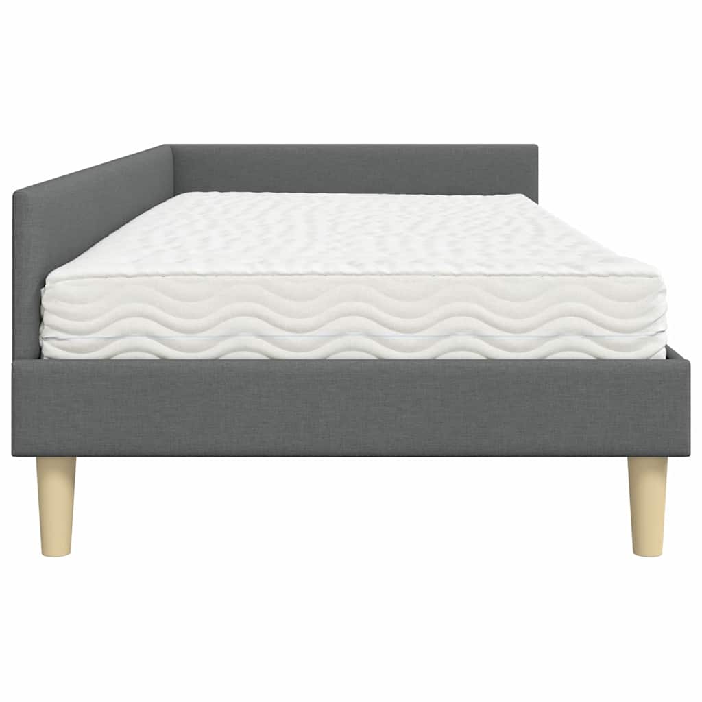 Hoekbedframe met Matras met matras 2 pcs Grijs Stof is nu te koop bij PeponiXL, paradijselijk wonen!