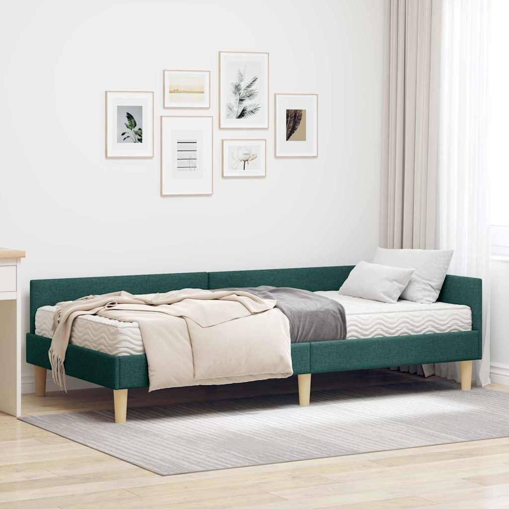 Hoekbedframe met Matras met matras 2 pcs Groen Stof is nu te koop bij PeponiXL, paradijselijk wonen!