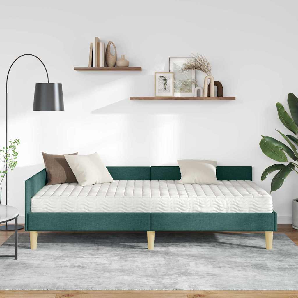 Hoekbedframe met Matras met matras 2 pcs Groen Stof is nu te koop bij PeponiXL, paradijselijk wonen!
