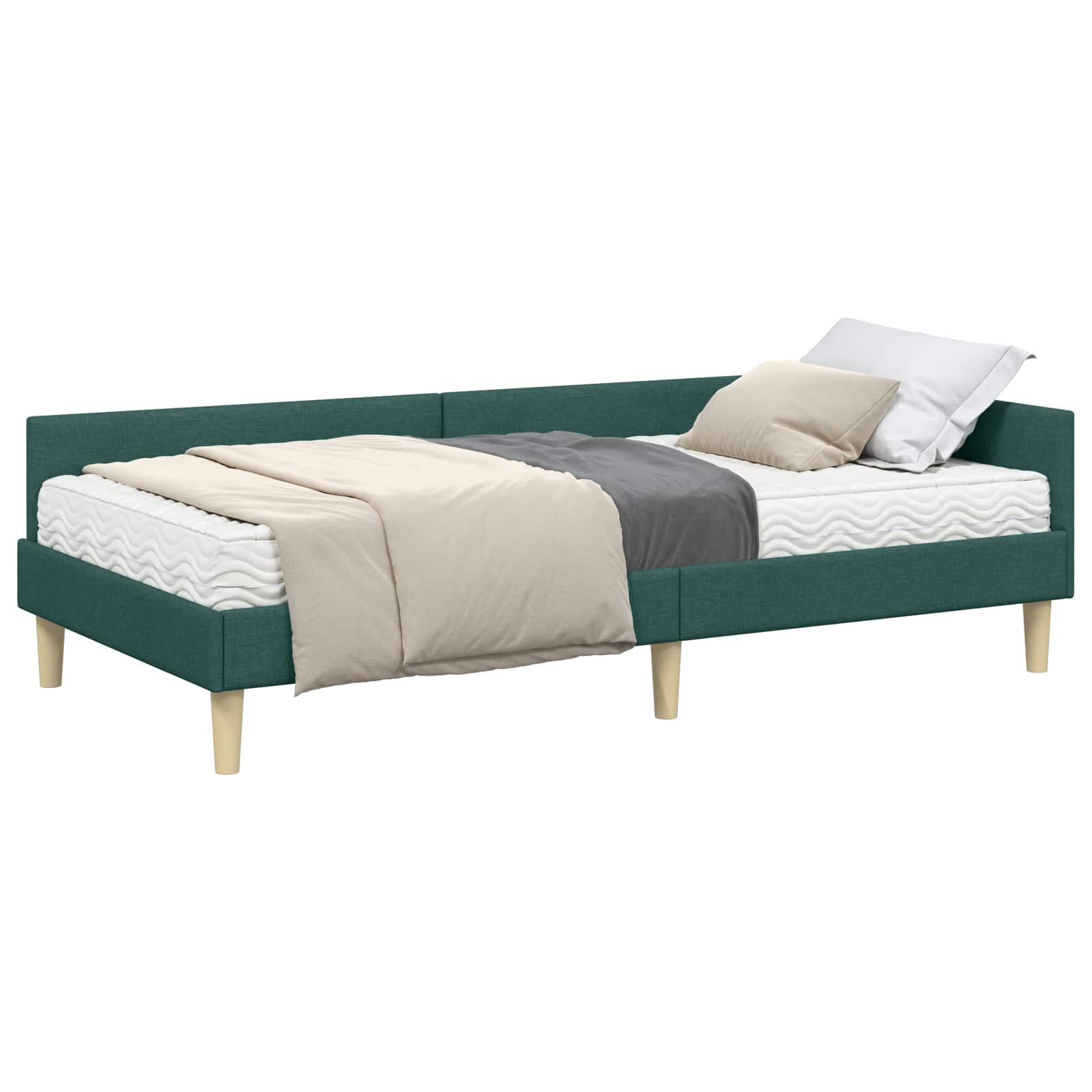 Hoekbedframe met Matras met matras 2 pcs Groen Stof is nu te koop bij PeponiXL, paradijselijk wonen!