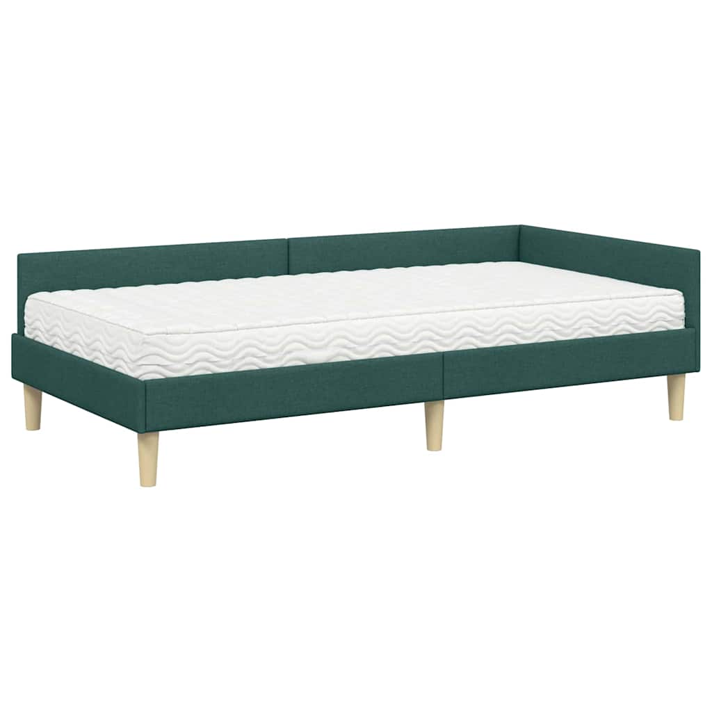 Hoekbedframe met Matras met matras 2 pcs Groen Stof is nu te koop bij PeponiXL, paradijselijk wonen!