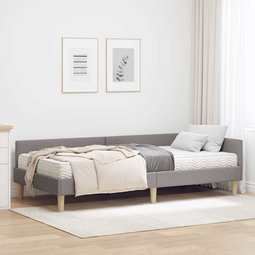 Hoekbedframe met Matras Anders met hoofdeinde 2 st Taupe Stof