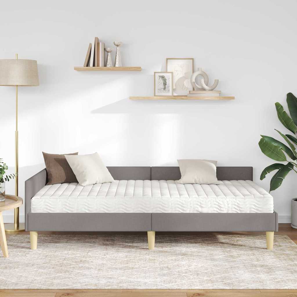 Hoekbedframe met Matras Anders met hoofdeinde 2 st Taupe Stof