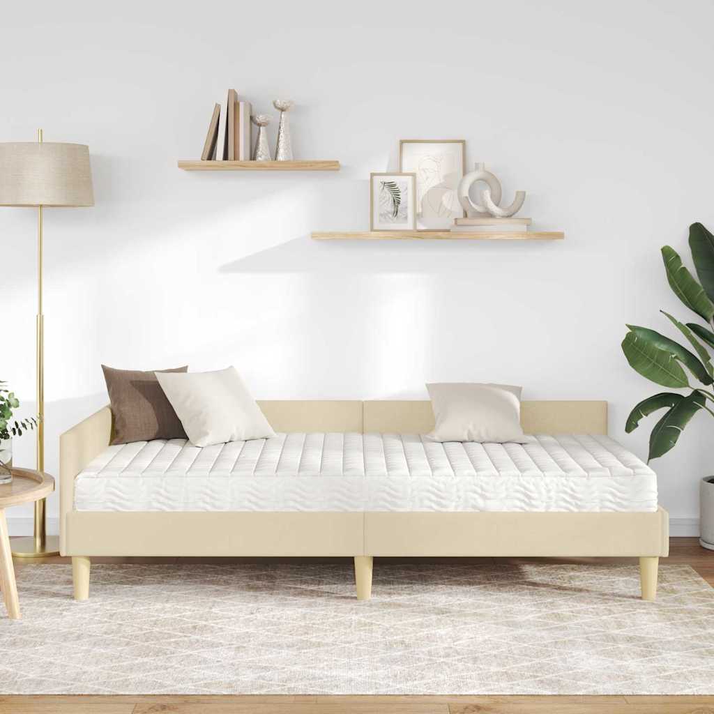Hoekbedframe met Matras met matras 2 pcs Crème Stof is nu te koop bij PeponiXL, paradijselijk wonen!