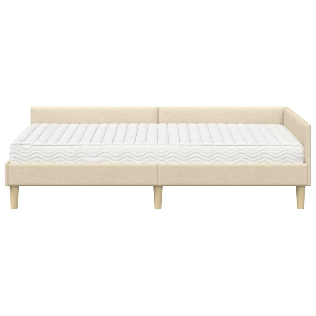 Hoekbedframe met Matras met matras 2 pcs Crème Stof is nu te koop bij PeponiXL, paradijselijk wonen!