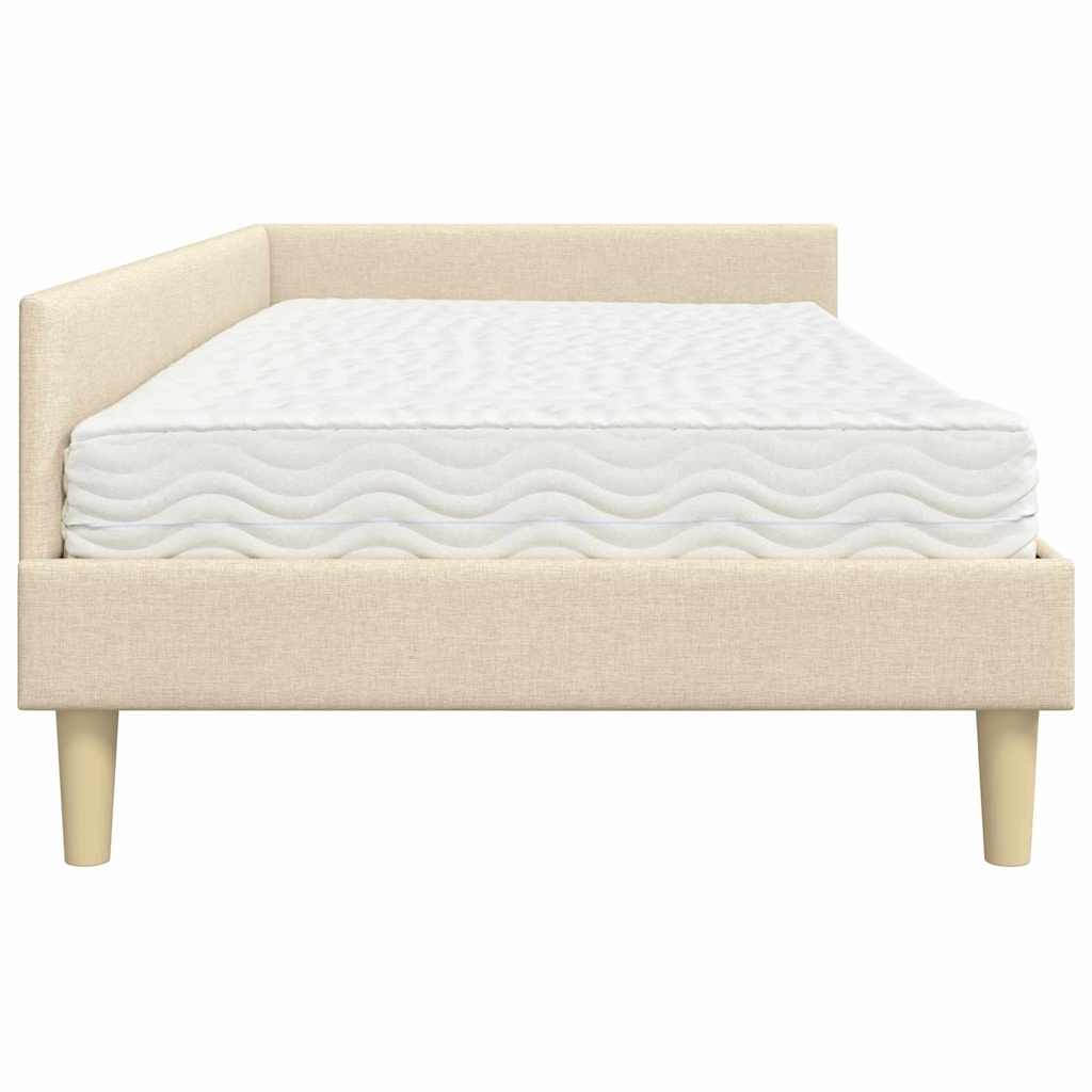 Hoekbedframe met Matras met matras 2 pcs Crème Stof is nu te koop bij PeponiXL, paradijselijk wonen!