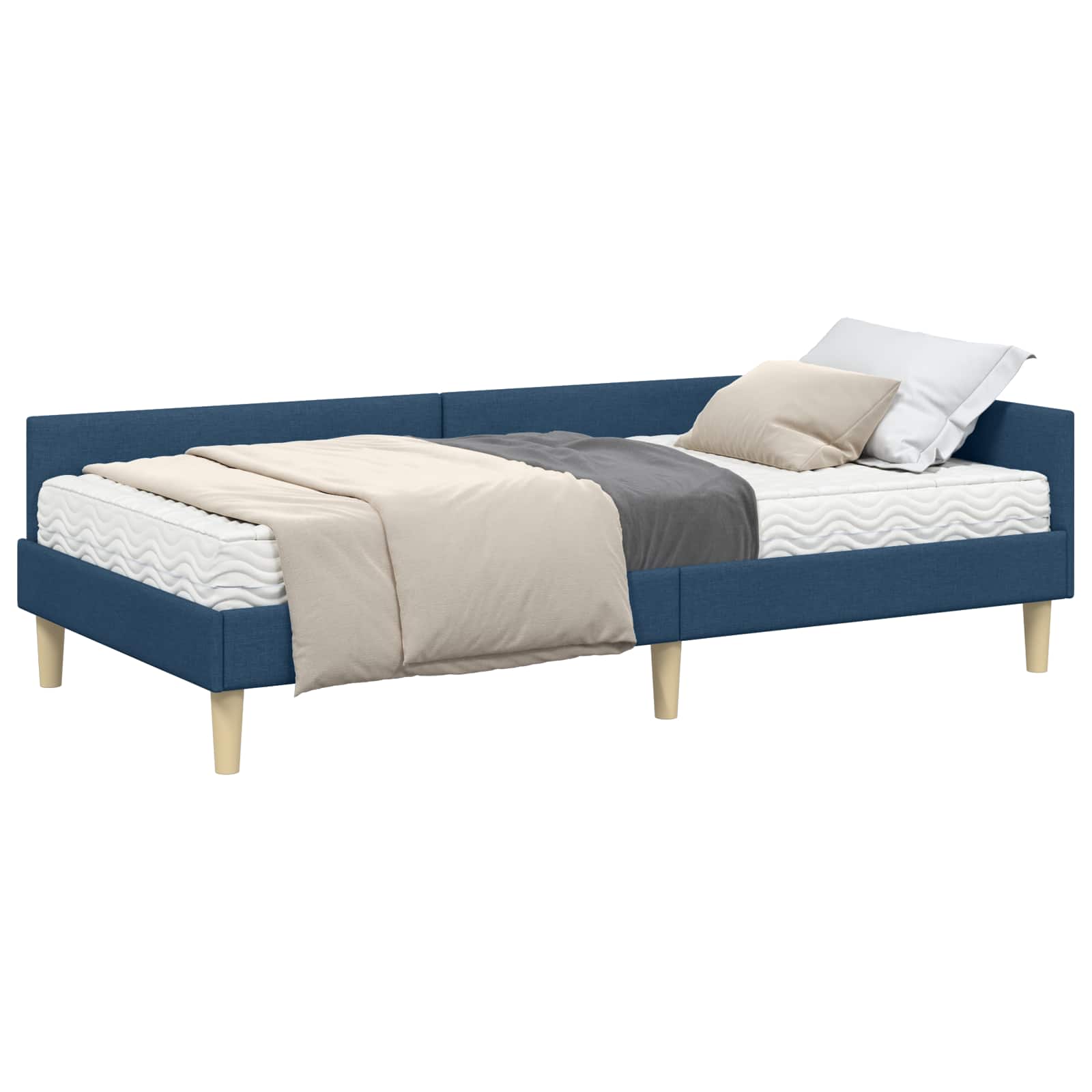 Hoekbedframe met Matras met matras 2 pcs Blauw Stof is nu te koop bij PeponiXL, paradijselijk wonen!