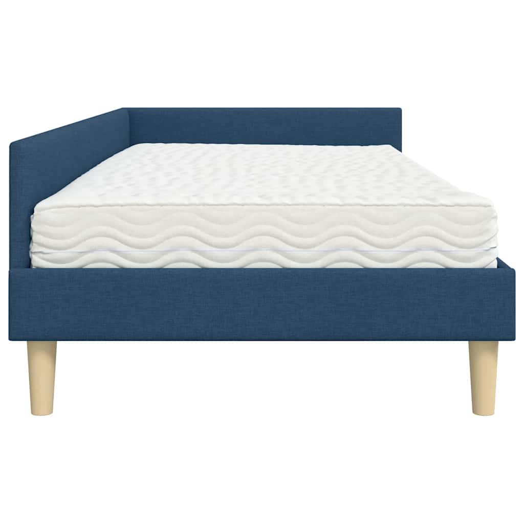 Hoekbedframe met Matras met matras 2 pcs Blauw Stof is nu te koop bij PeponiXL, paradijselijk wonen!