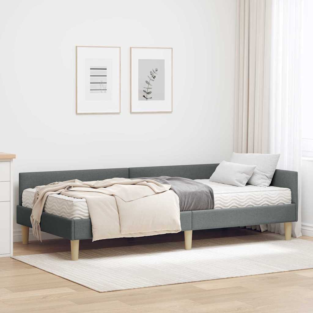 Hoekbedframe met Matras met matras 2 pcs Grijs Stof is nu te koop bij PeponiXL, paradijselijk wonen!