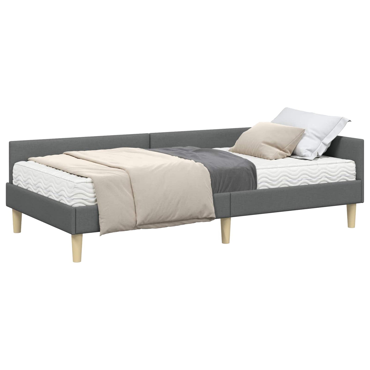 Hoekbedframe met Matras met matras 2 pcs Grijs Stof is nu te koop bij PeponiXL, paradijselijk wonen!