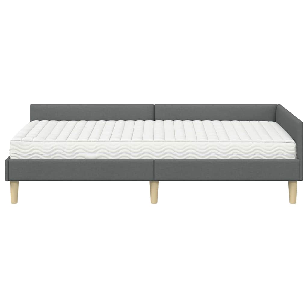 Hoekbedframe met Matras met matras 2 pcs Grijs Stof is nu te koop bij PeponiXL, paradijselijk wonen!