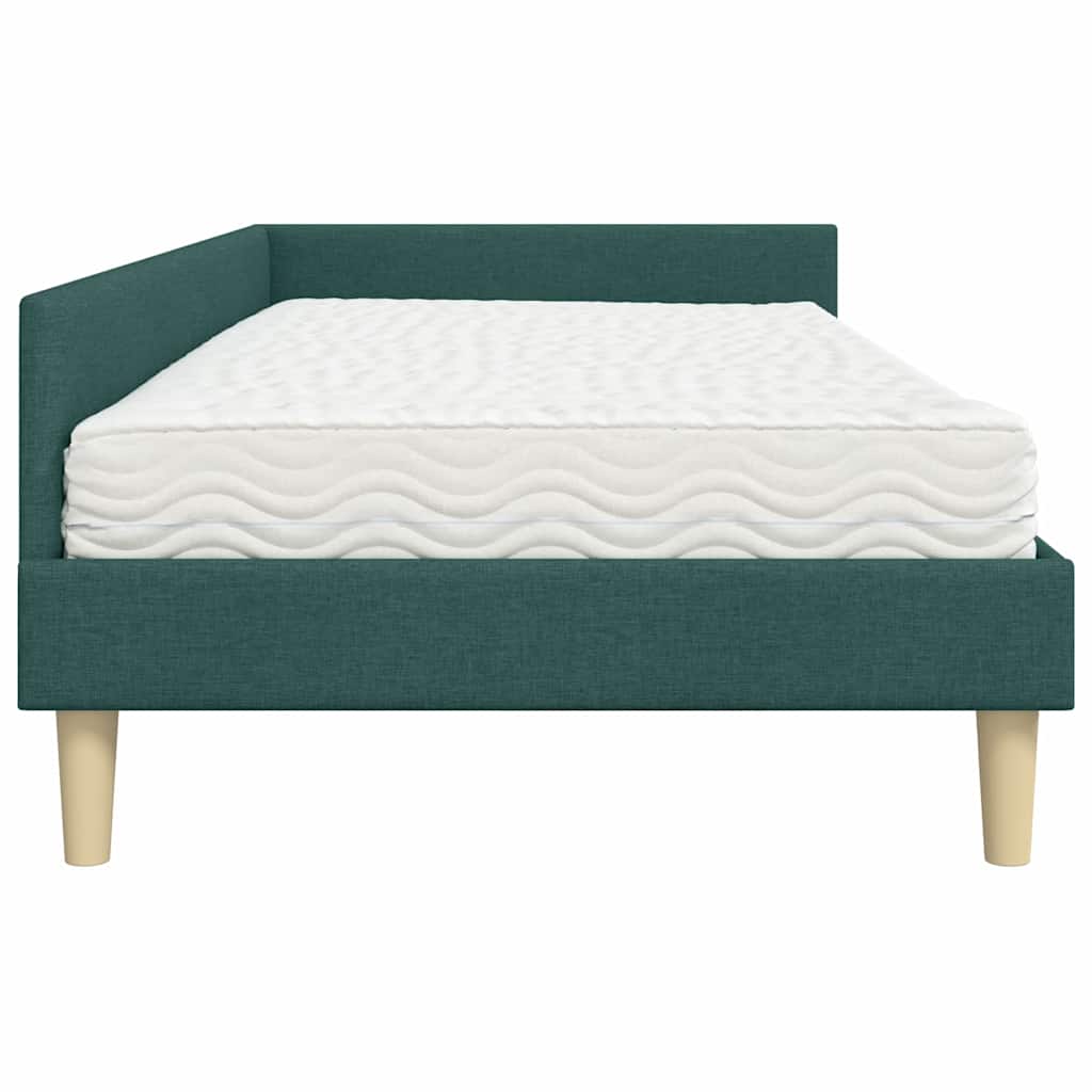 Hoekbedframe met Matras met matras 2 pcs Groen Stof is nu te koop bij PeponiXL, paradijselijk wonen!