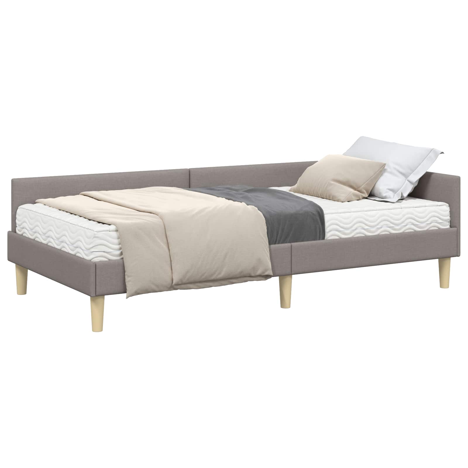 Hoekbedframe met Matras met matras 2 pcs Taupe Stof is nu te koop bij PeponiXL, paradijselijk wonen!