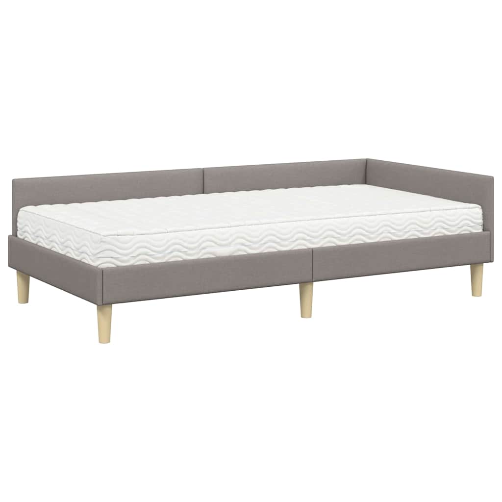 Hoekbedframe met Matras met matras 2 pcs Taupe Stof is nu te koop bij PeponiXL, paradijselijk wonen!