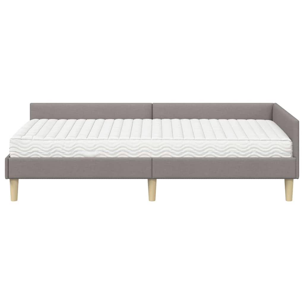 Hoekbedframe met Matras met matras 2 pcs Taupe Stof is nu te koop bij PeponiXL, paradijselijk wonen!