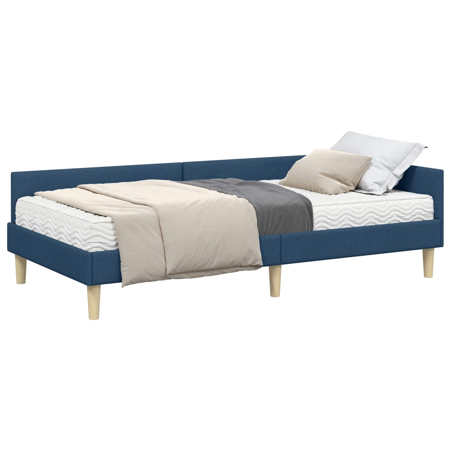 Hoekbedframe met Matras met matras 2 pcs Blauw Stof is nu te koop bij PeponiXL, paradijselijk wonen!